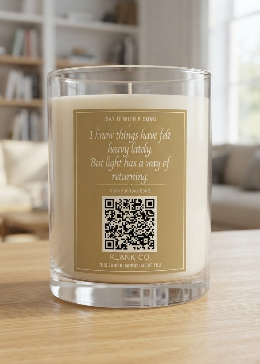 Here Comes The Sun candle — I know things have felt heavy lately. But light has a way of returning.