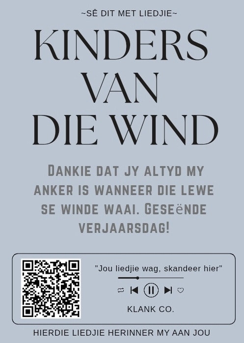 Kinders Van Die Wind — Dankie dat jy altyd my anker is wanneer die lewe se winde waai. Geseënde verjaarsdag!
